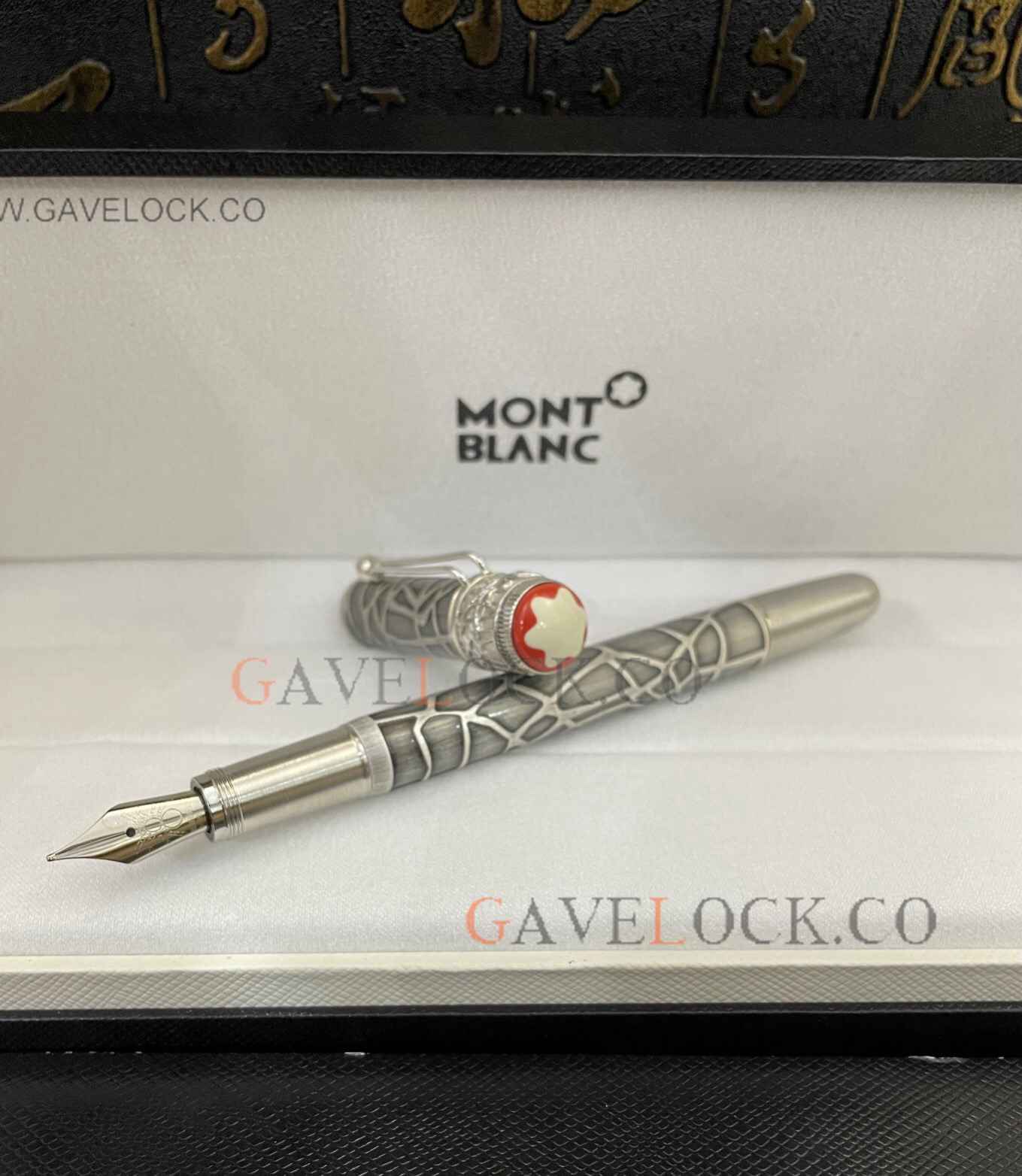 Copy Montblanc Rouge et Noir Spider Metamorphosis Silver Fountain Pen